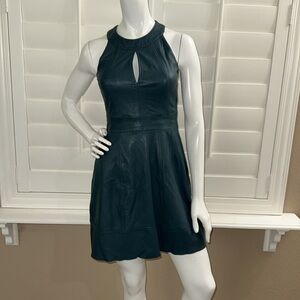 French Connection Jive Halter Genuine Leather Dress